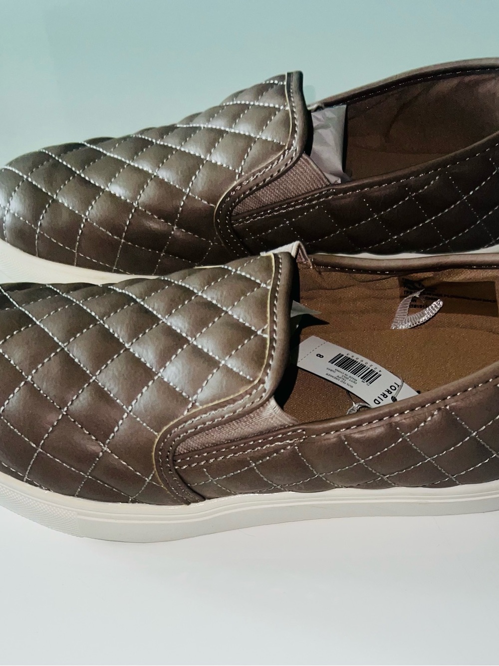 Torrid  Metallic Taupe Quilted Slip-On Loafers